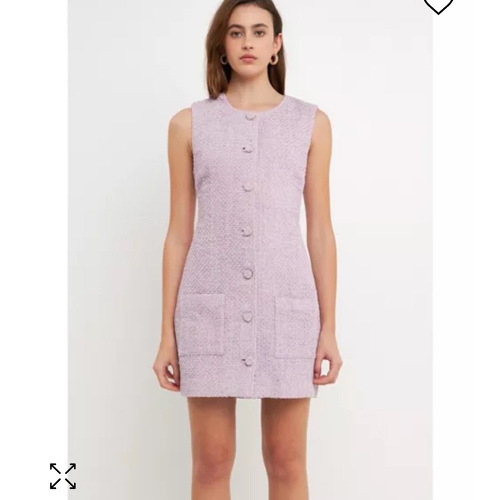 Endless rose sleeveless tweed mini dress in Lilac